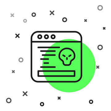 recommend clip art: Black line System bug concept icon isolated on white background. Code bug concept. Bug in the system. Bug searching. Vector