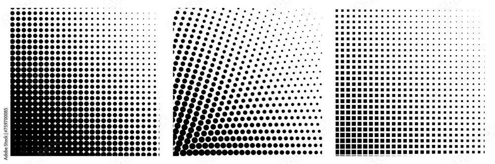 Aufkleber halftone dots pattern set. dotted geometric pattern background. vector illustration