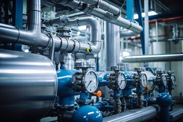 Fototapeta premium An In-depth Look at a Polymerization Reactor Surrounded by Industrial Machinery and Steel Infrastructure