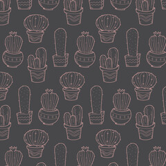 Vector cactus seamless pattern. Hand drawn doodle cacti background