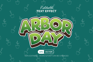 Arbor Day Text Effect Green Traditional Style.