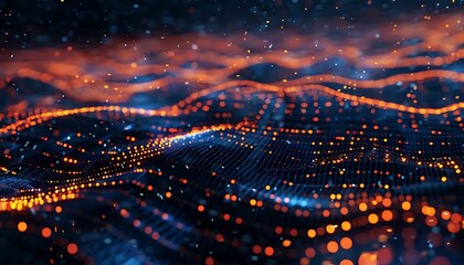 Obraz premium Unveiling the Unified Architecture, Exploring the Integration of Data, Networking, and Software in Cyberspace's Digital Mesh