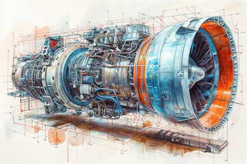 Aircraft Engine nacelle cross- section - obrazy, fototapety, plakaty