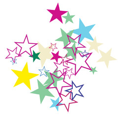 Object fountain organized from random sparcle star pictographs as fireworks.