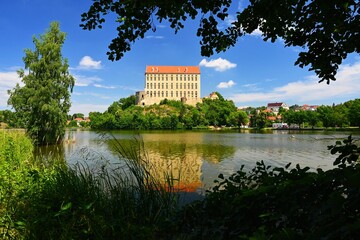 Plumlov - Czech Republic. Beautiful old castle by the lake. A snapshot of architecture in the...