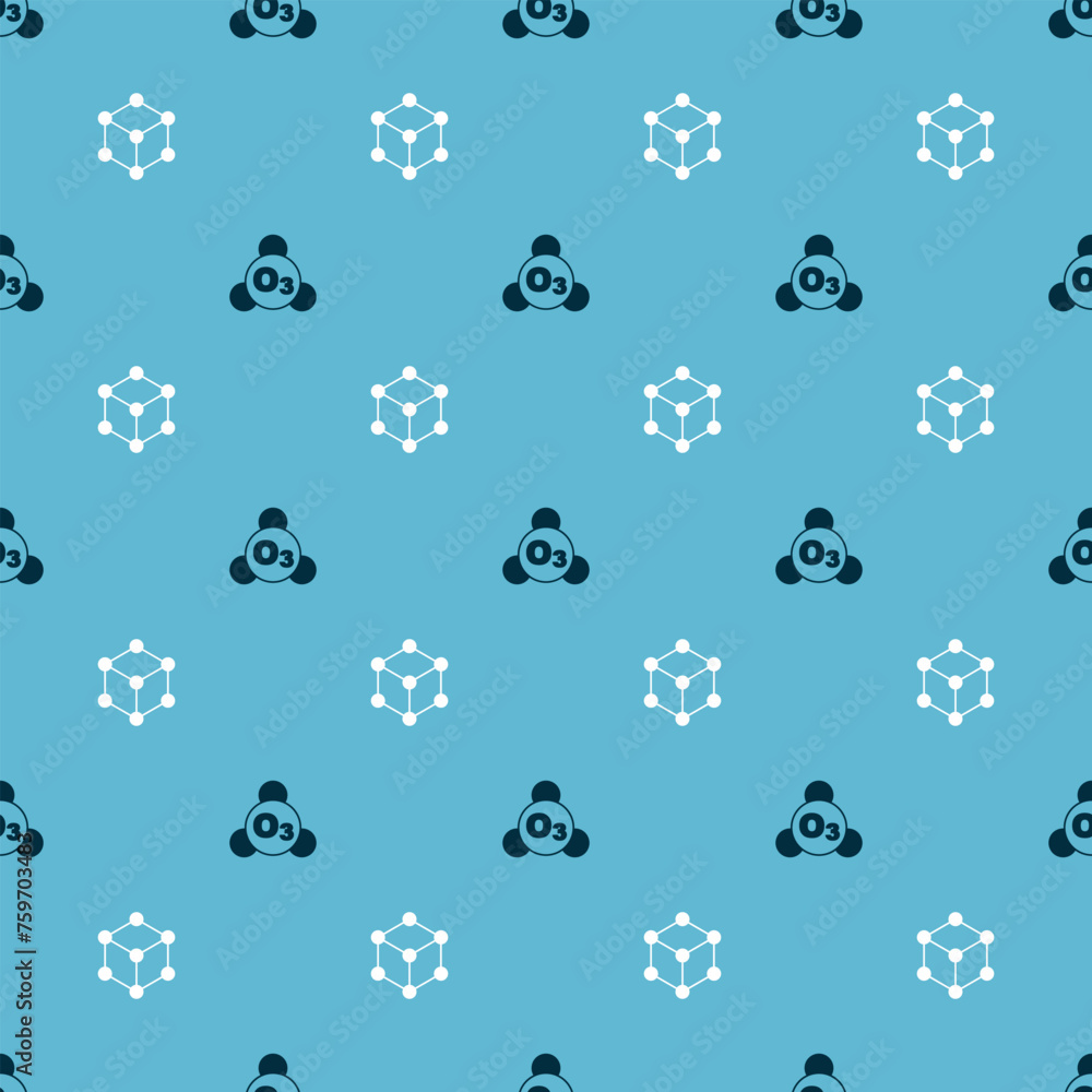 Poster set ozone and molecule on seamless pattern. vector