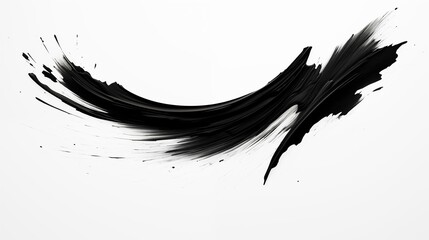 A broad stroke of black ink on a white background