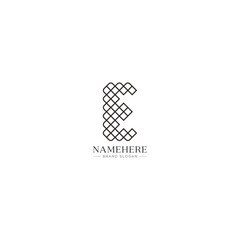 Creative professional letter E line art logo template