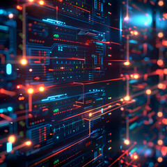 Obraz premium Sleek Cybernetic Interface Depicting a Futuristic Style Generative AI