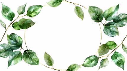 Simple Circular frame,blank in the frame,leaf,illustration,isolated on white background - obrazy, fototapety, plakaty
