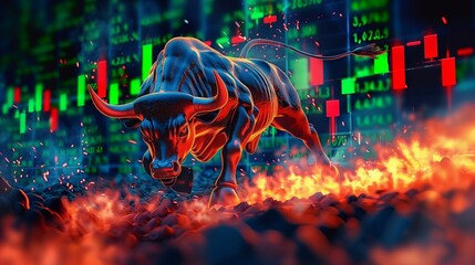 Bull stock market background, Generative AI
