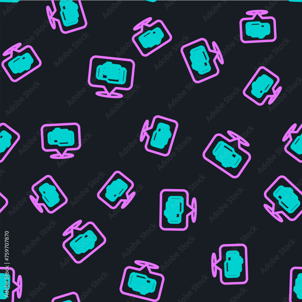 Poster line check engine icon isolated seamless pattern on black background. vector