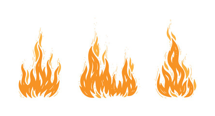 Vector Fire Flame Set. Campfires Silhouettes. Bonfire  Drawing.