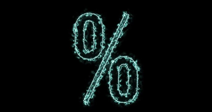 Animated Percentage Sign with Saber light - 4k Alpha. percent discount sign. Sale, special offer, good price, deal, shopping.