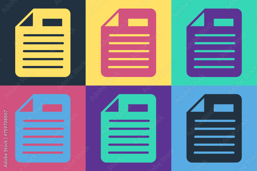 Aufkleber pop art file document icon isolated on color background. checklist icon. business concept. vector