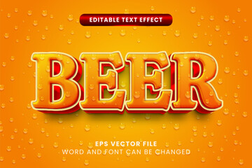 Beer drink editable vector text effect