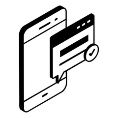 In app Alert or Prompt Box isometric concept, one time password confirmation vector outline icon, Webdesign and Development symbol, user interface or graphic sign, website engineering illustration