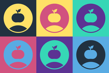 Pop art Apple icon isolated on color background. Excess weight. Healthy diet menu. Fitness diet apple. Vector