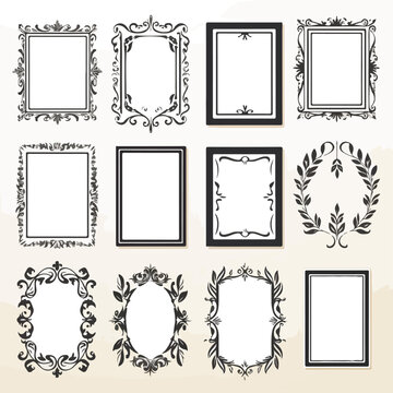 Frames in vintage style with elements of ornament a