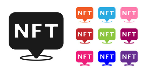 Black NFT Digital crypto art icon isolated on white background. Non fungible token. Set icons colorful. Vector