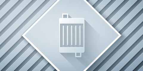 Paper cut Car radiator cooling system icon isolated on grey background. Paper art style. Vector