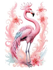 Watercolour pink flamingo in artistic pastel colours
