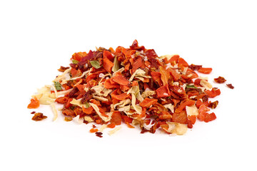 Italian seasoning mix, condiments and spices, isolated on white background.