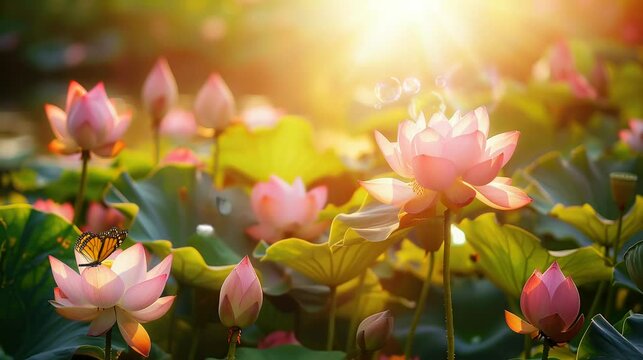 very beautiful lotus flower. seamless looping time-lapse virtual 4k video Animation Background.