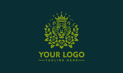 Tiger logo Vector design  Tiger Crown Flower logo Lion for Business Identity - obrazy, fototapety, plakaty