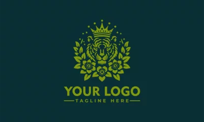 Fotobehang Tiger logo Vector design  Tiger Crown Flower logo Lion for Business Identity © syahed