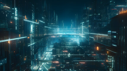 Through a technologically advanced mega city of tomorrow