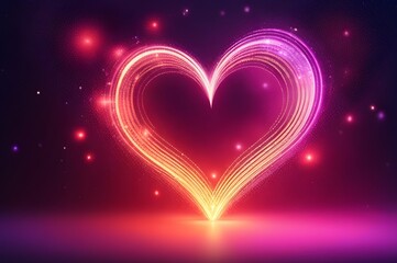 Abstract background of irregular heart, glow particles, luxury light shine bokeh wallpaper. Love concept
