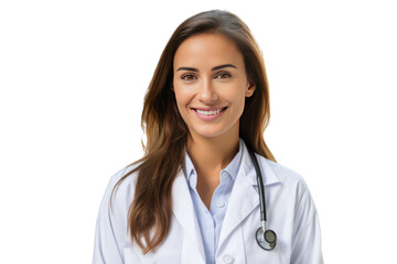 Smiling female doctor in uniform with stethoscope