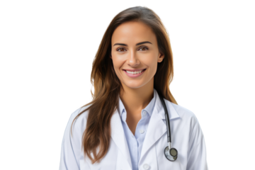 Smiling female doctor in uniform with stethoscope
