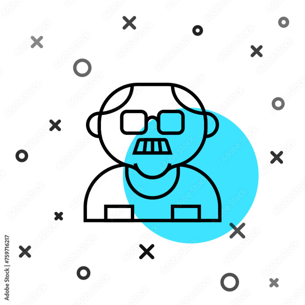 Poster black line grandfather icon isolated on white background. random dynamic shapes. vector