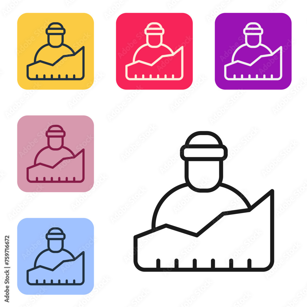 Poster black line growth of homeless icon isolated on white background. homelessness problem. set icons in 