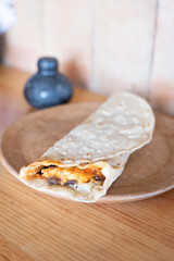Tortilla Quesdilla in a Tortilleria in the Pueblo Magico of Oaxaca de Juarez, Mexico