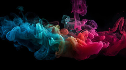 Fototapeta premium Vibrant colorful smoke on black background wallpaper.