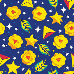pop-up art seamless pattern vector art, Pattern with colorful funky shapes vector illustration