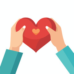 Hand Giving Heart Colored Vector Illustration flat