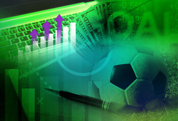 business in football club and soccer team manager, online sport betting concept