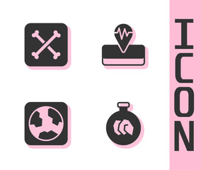 Set Exhibition with minerals, rocks, Archeology, Earth globe and Earthquake icon. Vector