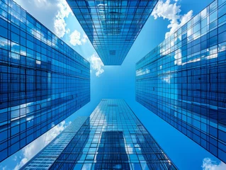 Fotobehang Blue skyscraper office buildings © 효섭 이