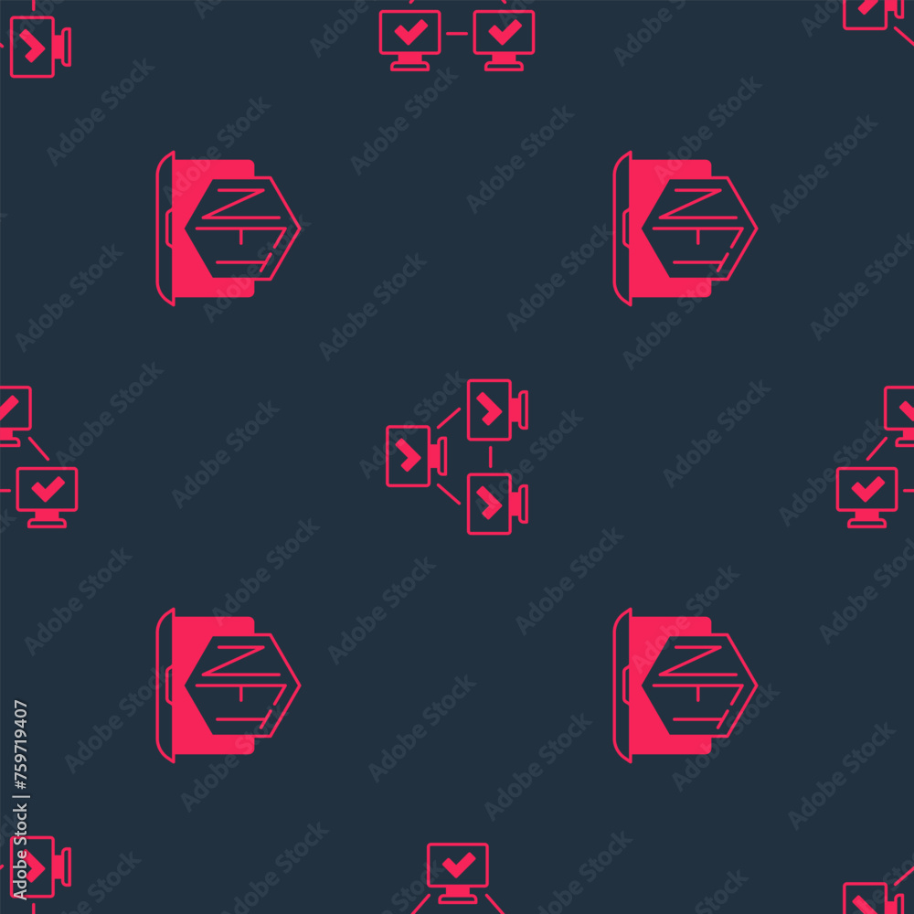 Poster set laptop with art store app and nft blockchain technology on seamless pattern. vector