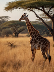 Graceful Giants, Giraffes in the Grasslands.