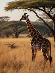 Obraz premium Graceful Giants, Giraffes in the Grasslands.