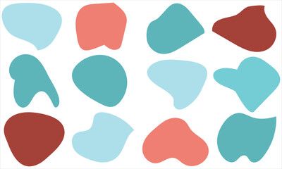  Modern liquid irregular blob shape abstract elements graphic flat style design fluid vector illustration set. set banner simple shape template for presentation, flyer, isolated on white background.