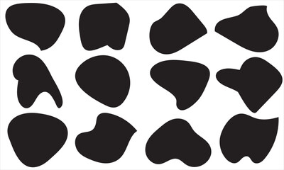  Modern liquid irregular blob shape abstract elements graphic flat style design fluid vector illustration set. set banner simple shape template for presentation, flyer, isolated on white background.