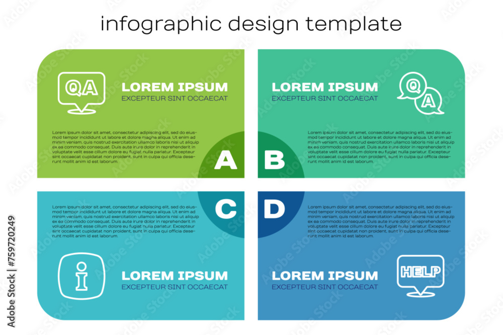 Poster set line information, question and answer, speech bubble with text help and . business infographic t