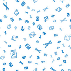 Set line Fertilizer bag, Gardening handmade scissors and Bottle with love potion on seamless pattern. Vector